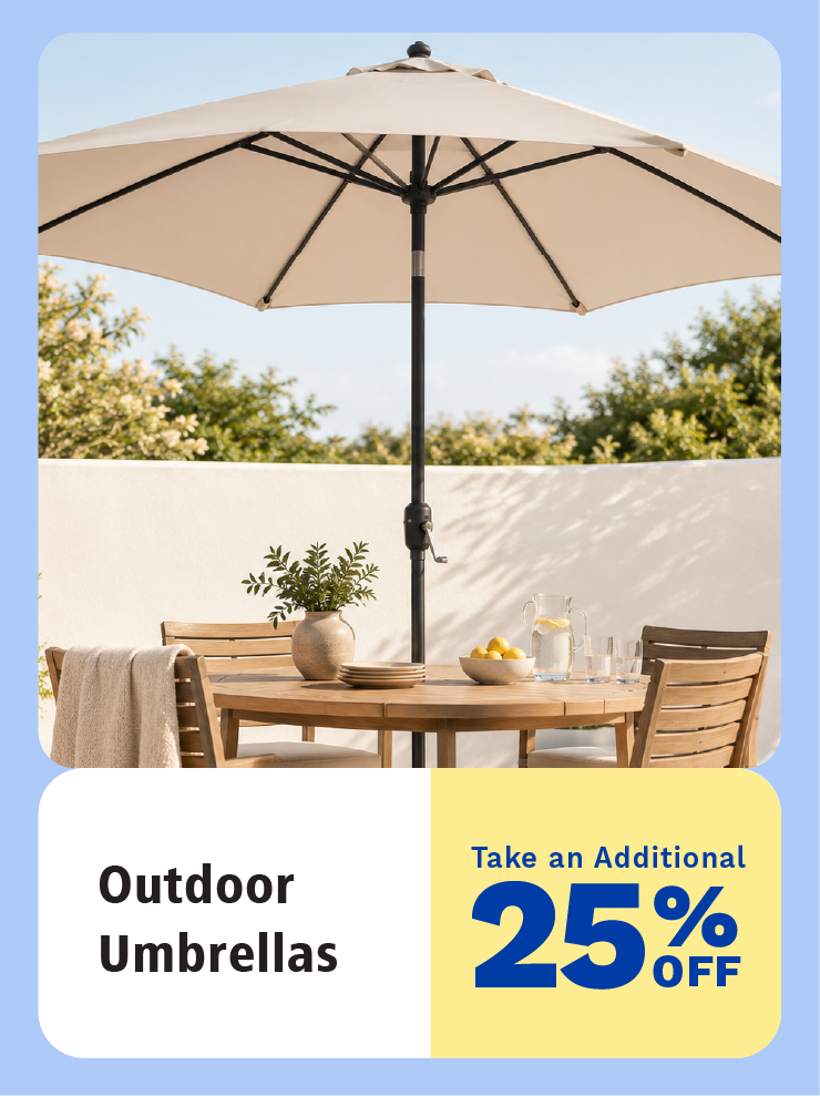 Take an additional 25% off patio and beach umbrellas