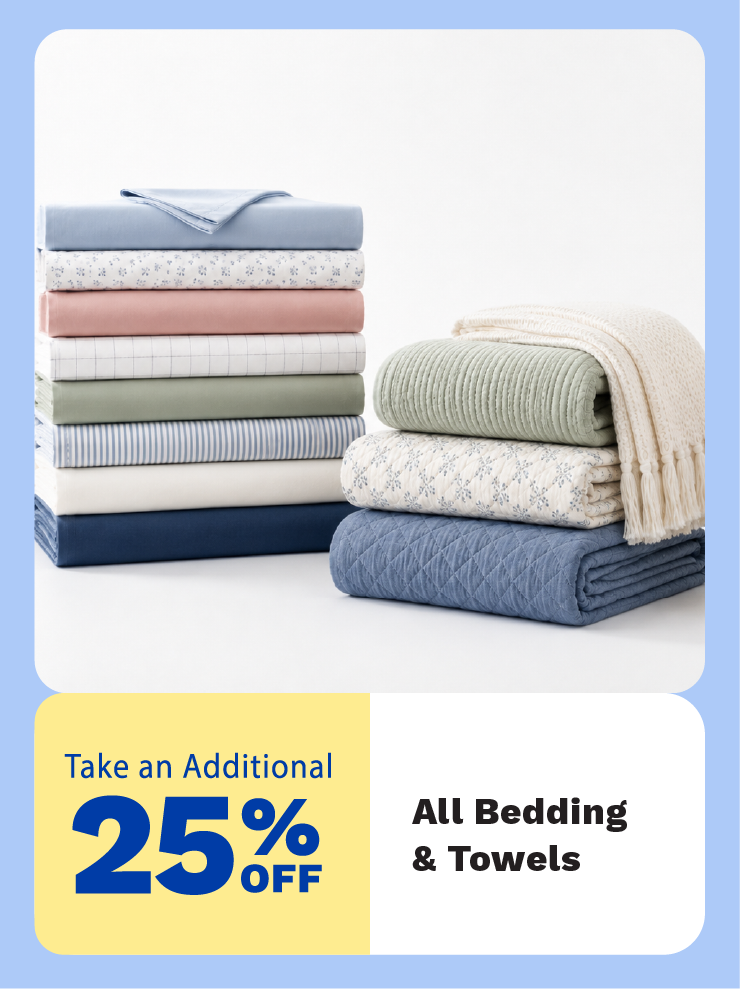 25% Off Bedding and Towels