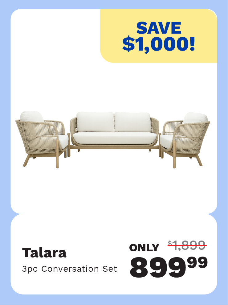 Talara 3pc Conversation Set now 899.99. Save $1,000!