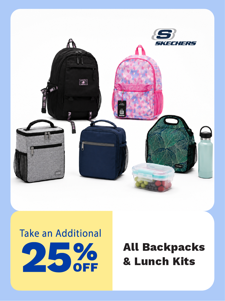 25% OFF Backpacks & Lunch Kits