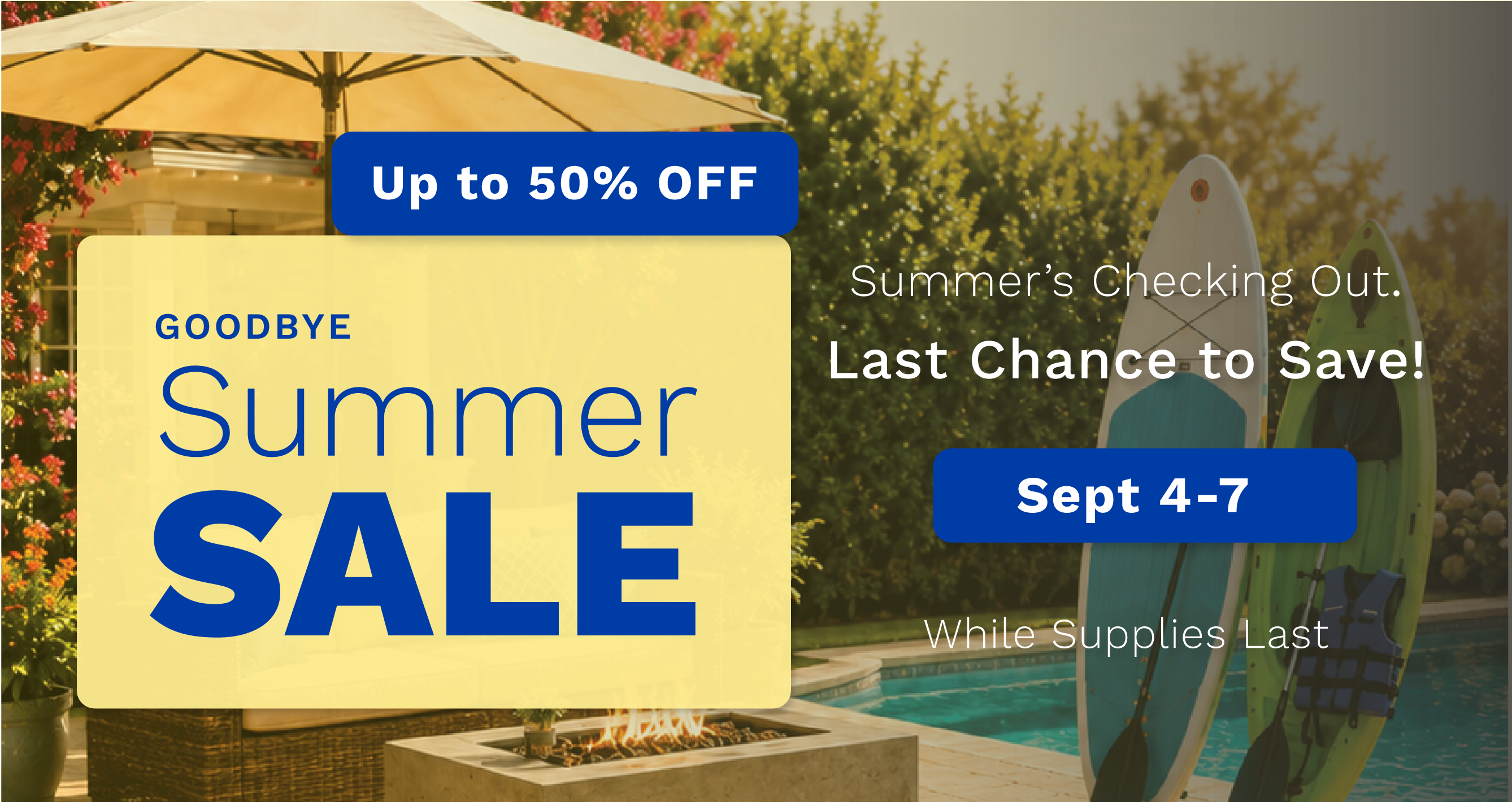 Sept 4-7 Goodbye Summer Sale! Up to 50% Off